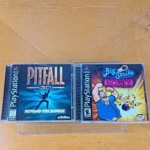 Vintage Playstation 1 lot of 2 games Pitfall 3d & Big Strike Bowling Not Tested